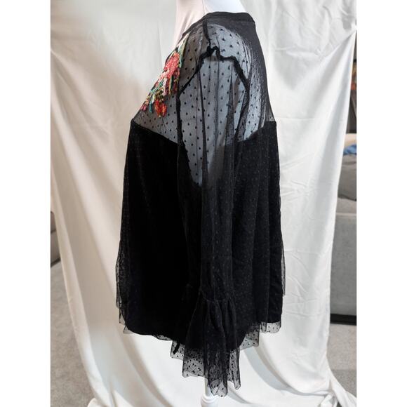 Maurices Shirt Women's Fairycore Whimsigoth Swiss Dot Bell Sleeve Blouse Size XL - Picture 7 of 16